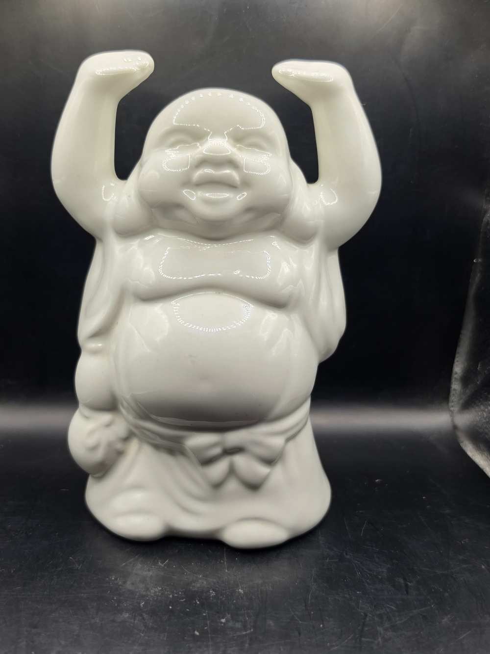 BENIHANA Happy Buddha White Ceramic Statue Figurine 7" × 3"